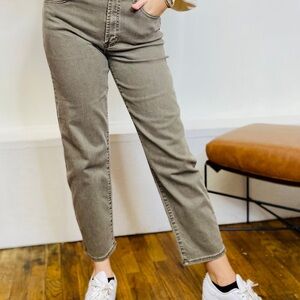 Articles Of Society Olive-Toned Cropped Straight Jeans